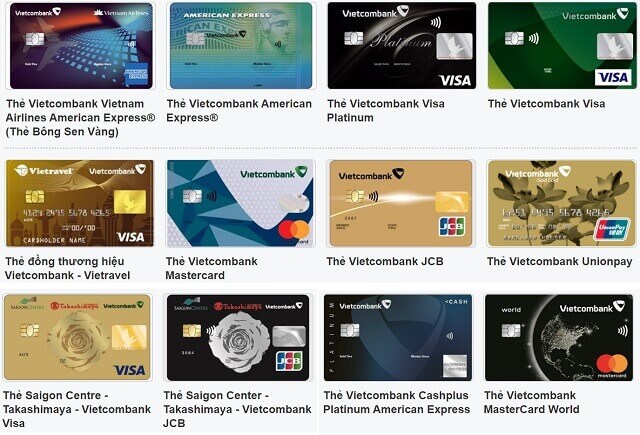 Các loại thẻ tín dụng Vietcombank