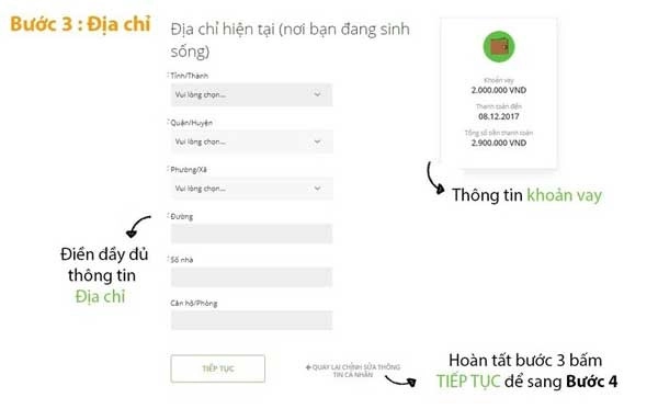 Nhập thông tin địa chỉ