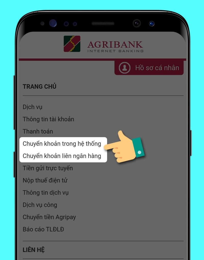 Chuyển khoản qua Agribank Internet Banking