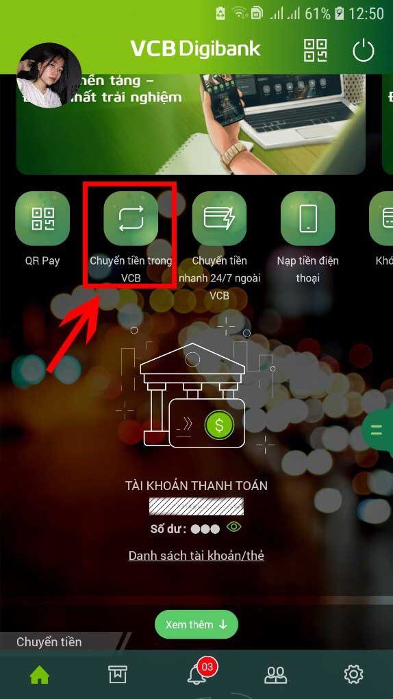 Chuyển tiền Vietcombank qua app VCB Digibank