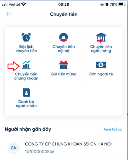 Chuyển tiền qua app Vietinbank IPAY