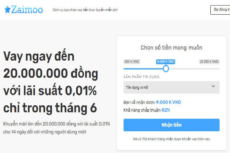 Hướng dẫn vay tiền Zaimoo