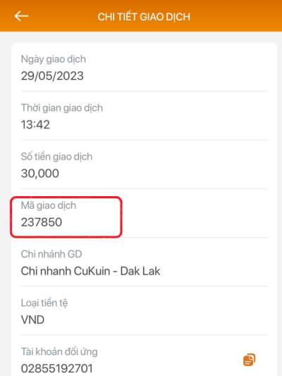 Tra cứu mã giao dịch trên E- Mobile Banking