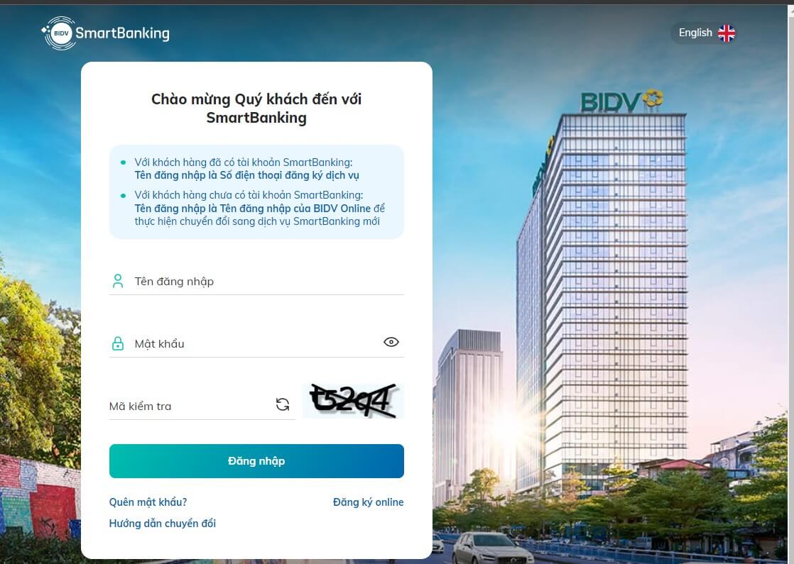 Kiểm tra số dư BIDV trên website