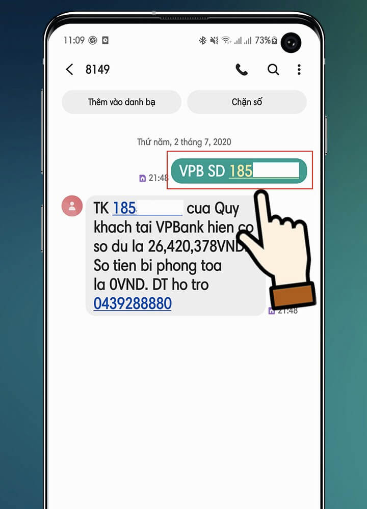 Tra cứu số tài khoản bằng SMS Banking