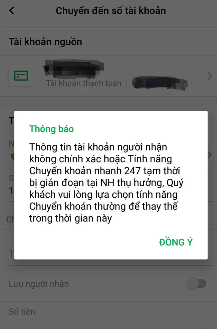 Hệ thống ngân hàng bị lỗi/chậm