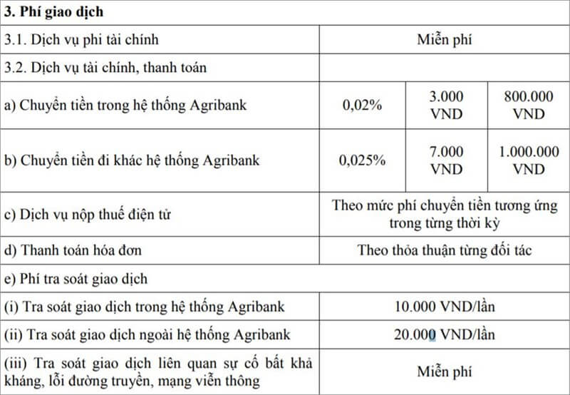 Cập nhật phí chuyển tiền qua Internet Banking