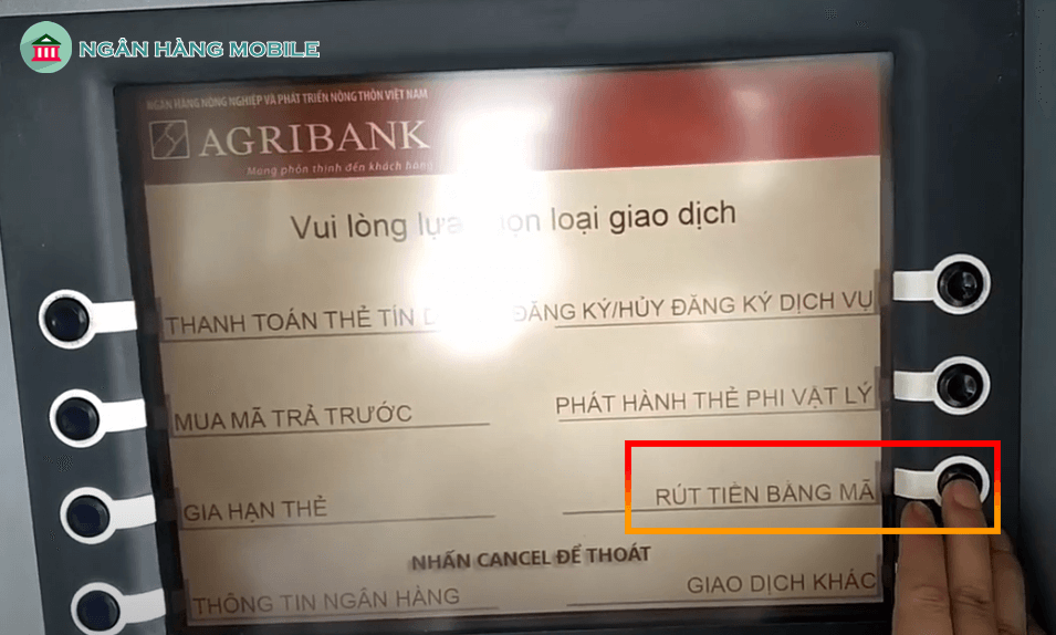 Tạo mã rút tiền Agribank