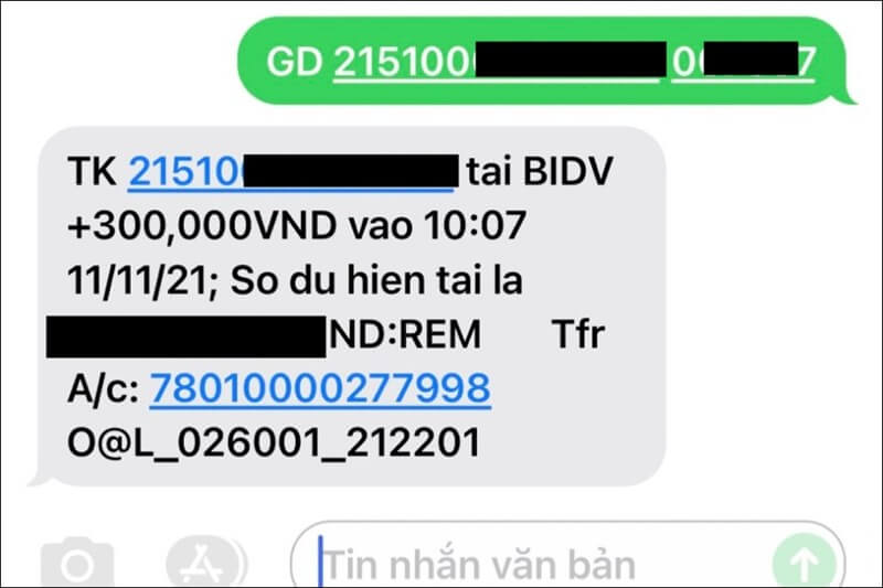 Tra cứu lịch sử giao dịch bằng SMS Banking